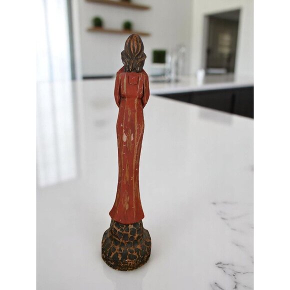 Title: Vtg Hand Carved Madonna Statue 15" Wood - Good - Witchcore Christian - Picture 7 of 9